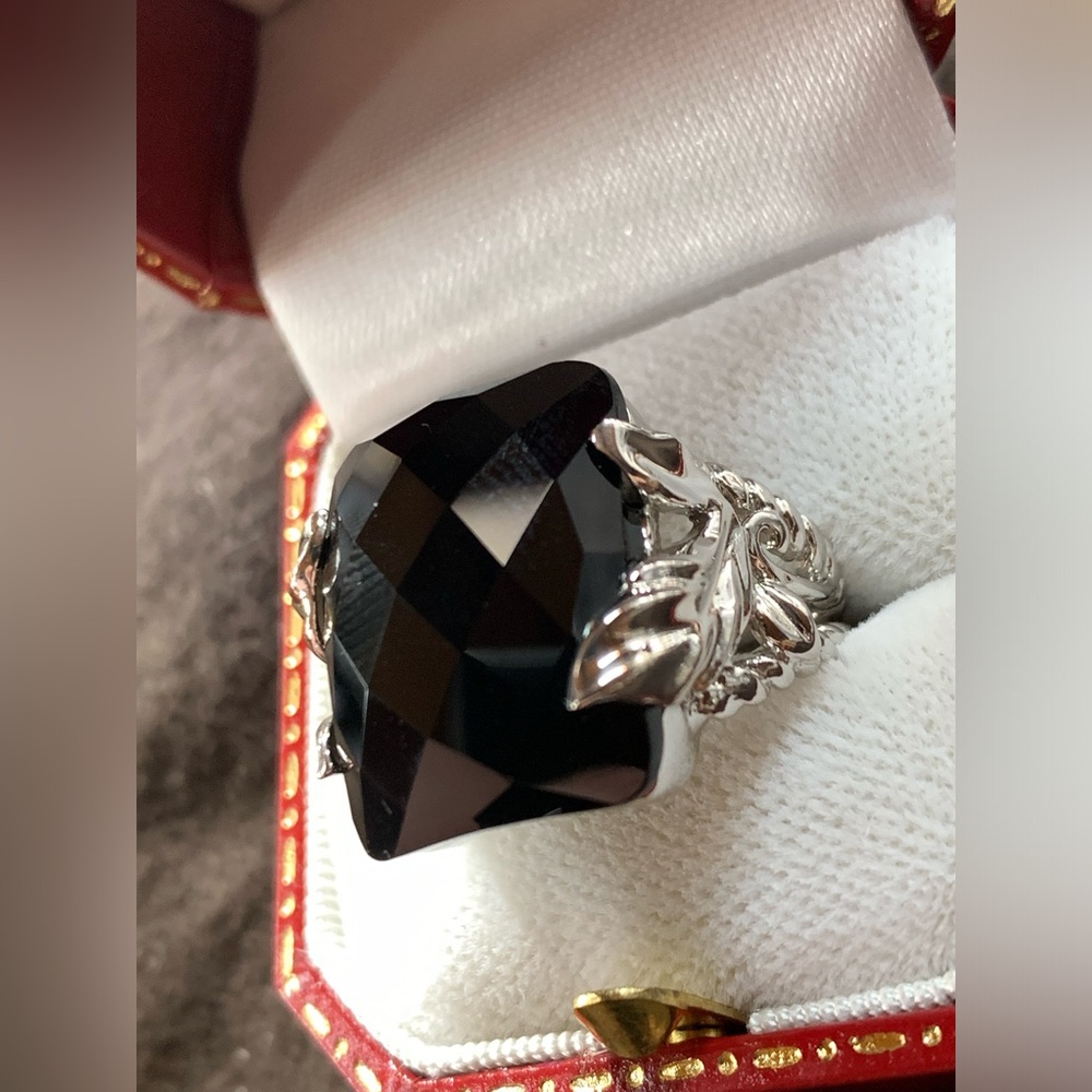 NEW Sterling Silver ONYX LARGE Faceted Cut Twisted Ring Joya Judy Crowell SIZE 8 - Picture 9 of 16